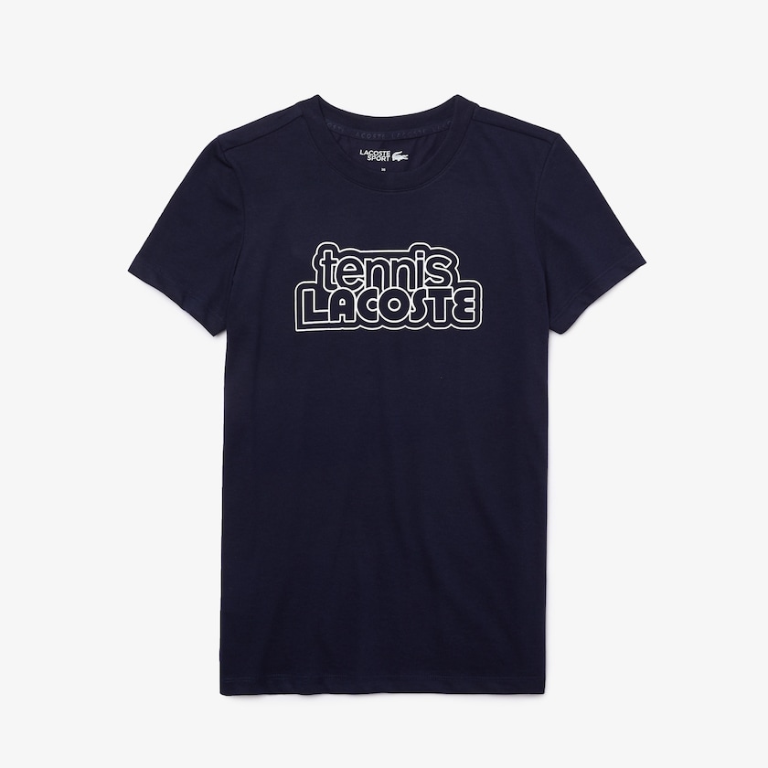 Camiseta Azul Marinho Azuis Feminino Lacoste SPORT Graphic-Print Tennis DB8-93719G5