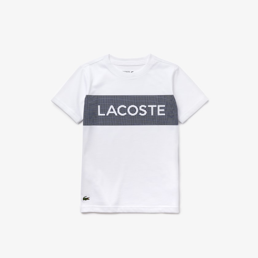 Camiseta Branco Azul Marinho Azuis Criança Lacoste SPORT Lettering Cotton Jersey MM1-94139T0
