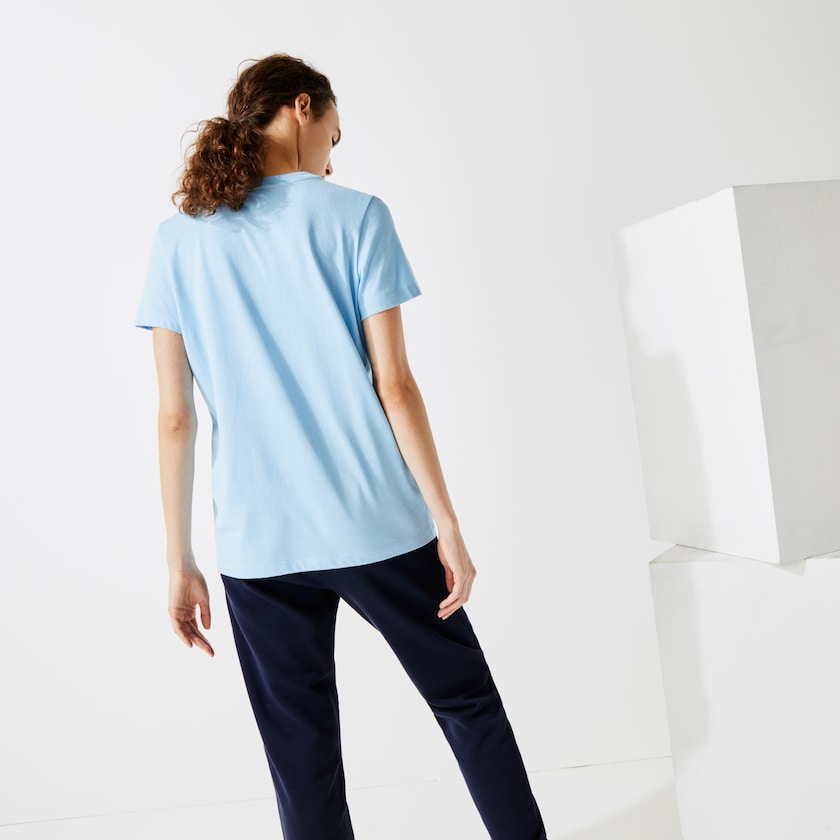 Camiseta Azuis Feminino Lacoste SPORT Logo Print Organic Cotton Tennis FK8-40864P5