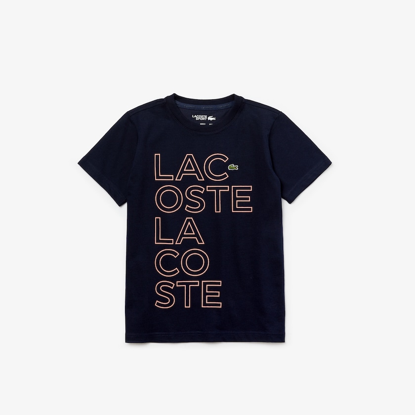 Camiseta Azul Marinho Azuis Rosa Criança Lacoste SPORT Printed Breathable Cotton IU0-69456K8