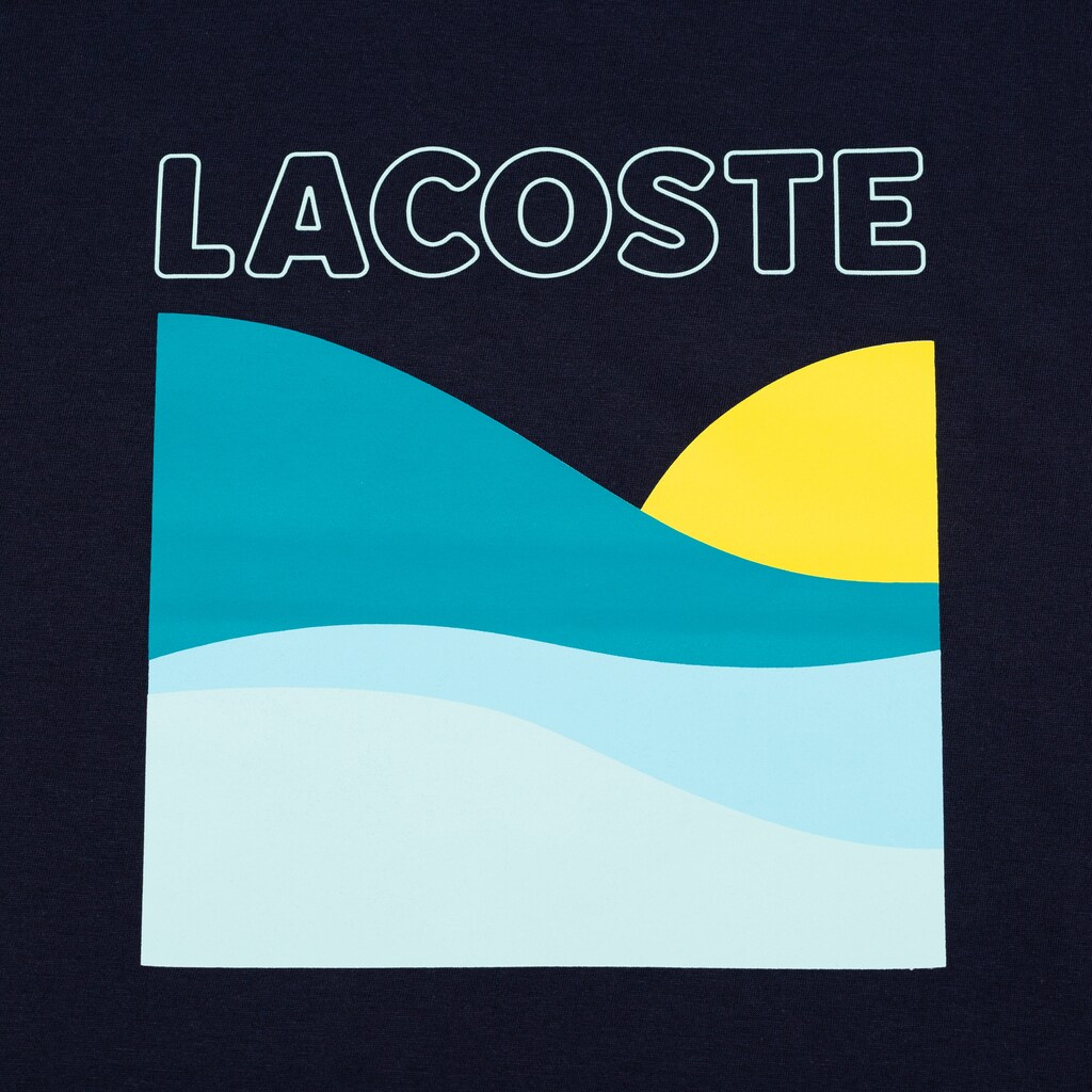 Camiseta Azul Marinho Azuis Branco Feminino Lacoste SPORT Printed Tennis XM7-28832F2