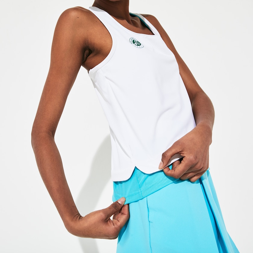 Camiseta Branco Turquesa Verdes Feminino Lacoste SPORT Roland Garros Performance Tank Top YX7-25452Q2