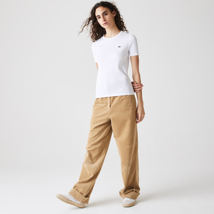 Camiseta Branco Feminino Lacoste Soft Cotton Crew Neck QW4-48044V4
