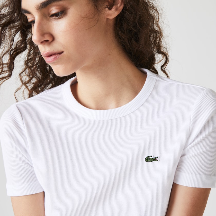 Camiseta Branco Feminino Lacoste Soft Cotton Crew Neck QW4-48044V4