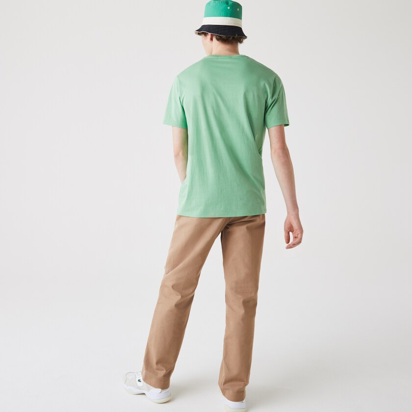 Camiseta Verdes Masculino Lacoste V-neck Pima Cotton Jersey UL2-04560K6