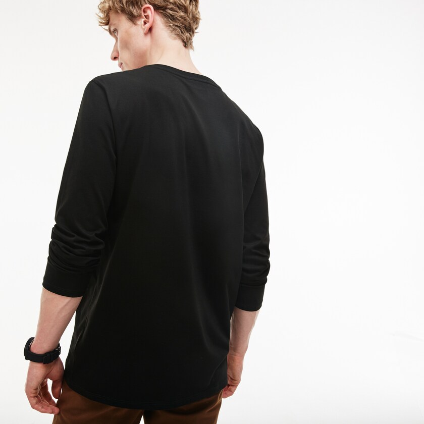 Camiseta Pretas Masculino Lacoste V-neck Soft Cotton BW0-42144T2