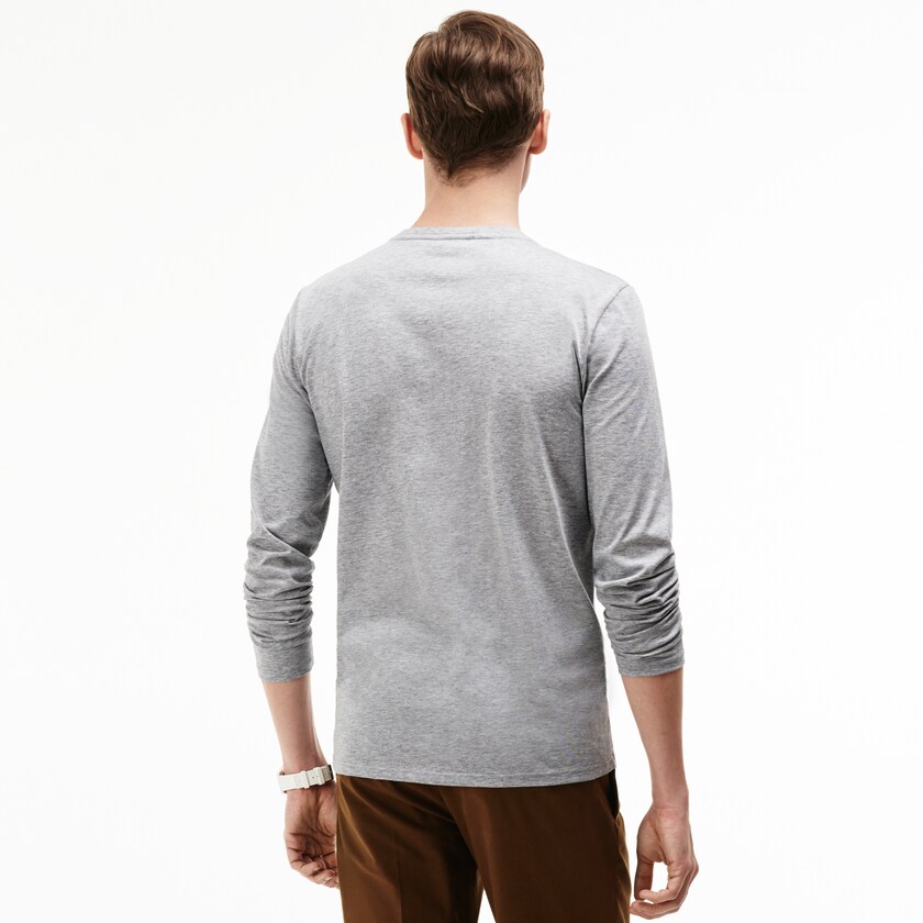 Camiseta Cinzentas Masculino Lacoste V-neck Soft Cotton ER3-63256B9