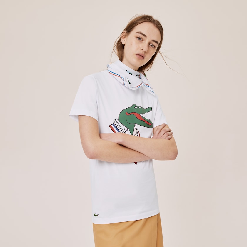 Camiseta Branco Vermelhas Feminino Lacoste x Jean-Michel Tixier Graphic EC4-53455B0