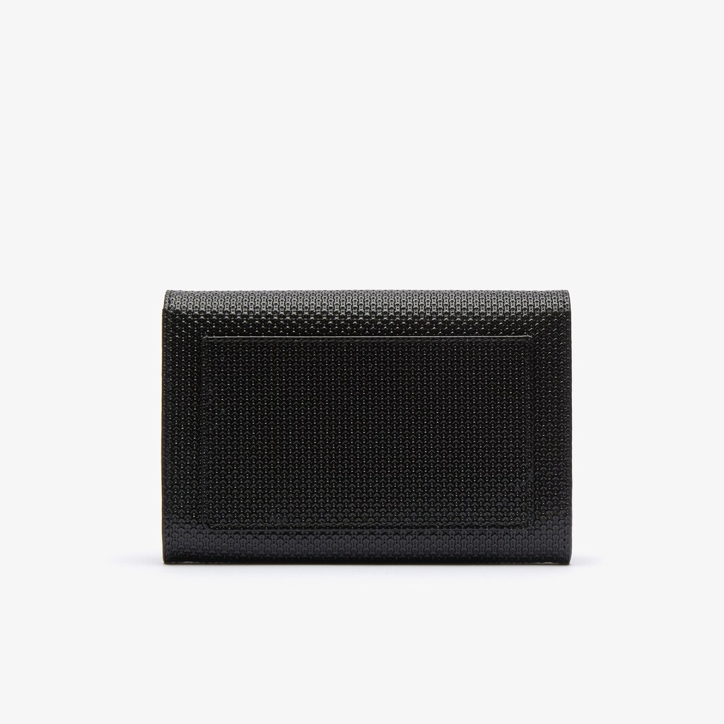 Carteiras Pretas Feminino Lacoste Chantaco Matte Piqué Leather Snap Flap HD1-46464S9