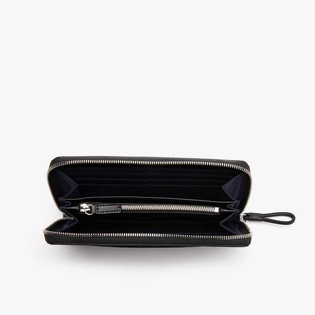 Carteiras Pretas Feminino Lacoste Chantaco Matte Piqué Leather Zip QT2-55595M6