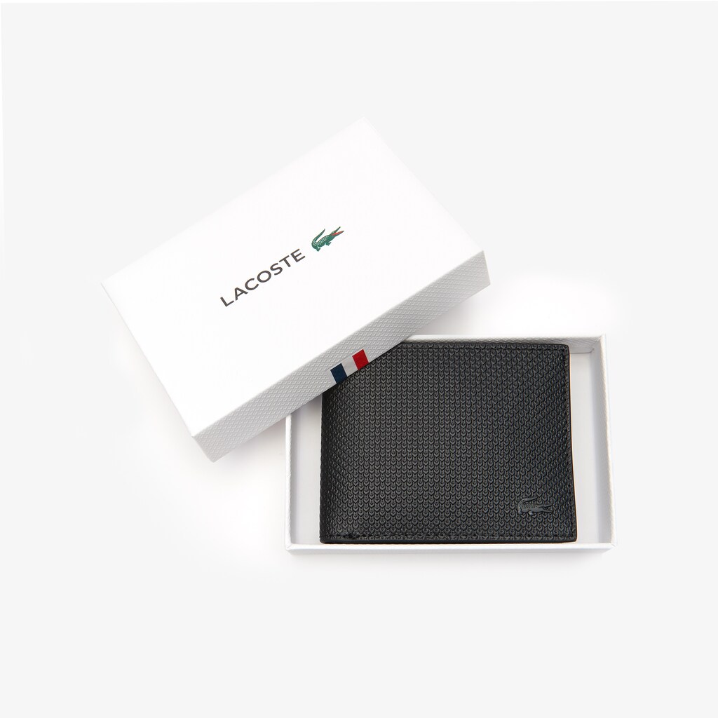 Carteiras Pretas Masculino Lacoste Chantaco Piqué Leather 3 Card JQ0-09910C1