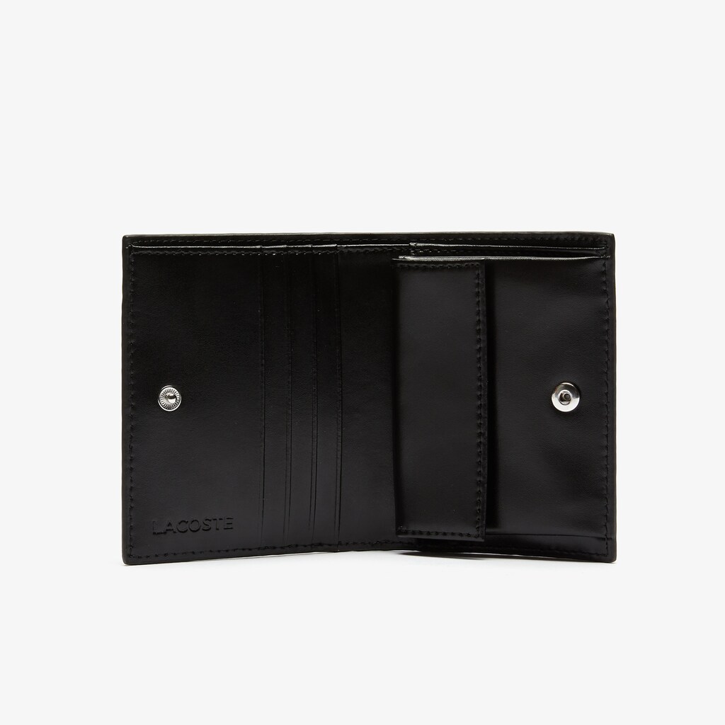 Carteiras Pretas Feminino Lacoste Chantaco Small Piqué Leather Snap HL5-97389K0