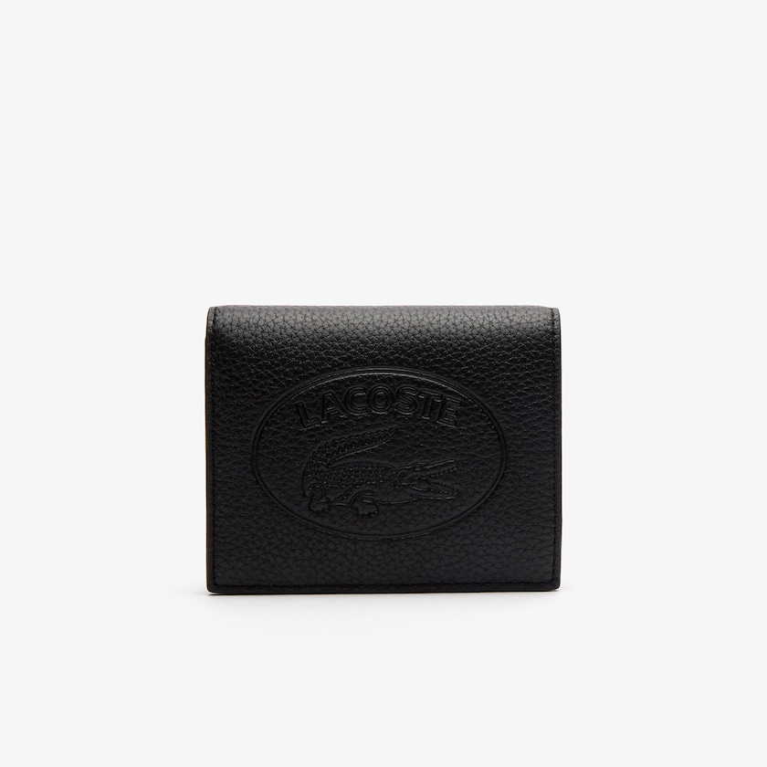 Carteiras Pretas Feminino Lacoste Croco Crew Grained Leather Snap TD6-41354C0