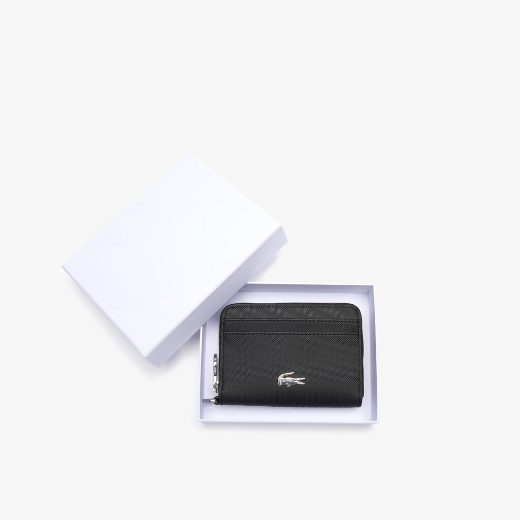 Carteiras Pretas Feminino Lacoste Daily Classic Small Coated Piqué Canvas Zip YS0-36763G2