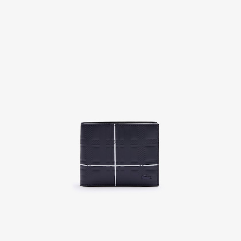Carteiras Azul Marinho Azuis Branco Masculino Lacoste Fitzgerald Check-Effect Textured Leather ET9-04000O2