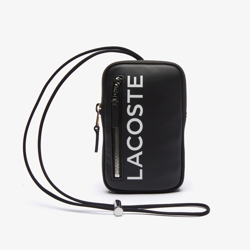 Carteiras Pretas Branco Masculino Lacoste L.12.12 Smooth Leather Necklace Phone NG5-39213Q2