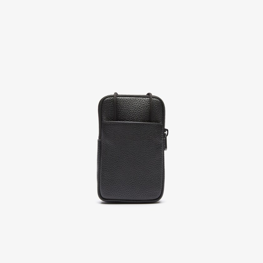 Carteiras Pretas Masculino Lacoste Soft Mate Matte Full-Grain Leather Necklace Phone OS3-15331I6