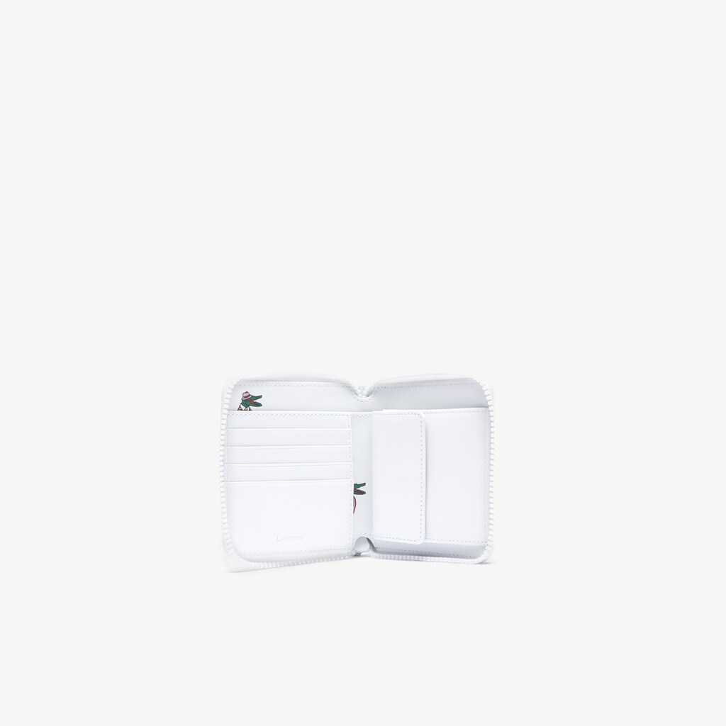 Carteiras Branco Masculino Lacoste x Jean-Michel Tixier Fun Printed Leather Zippered AA9-67246I3