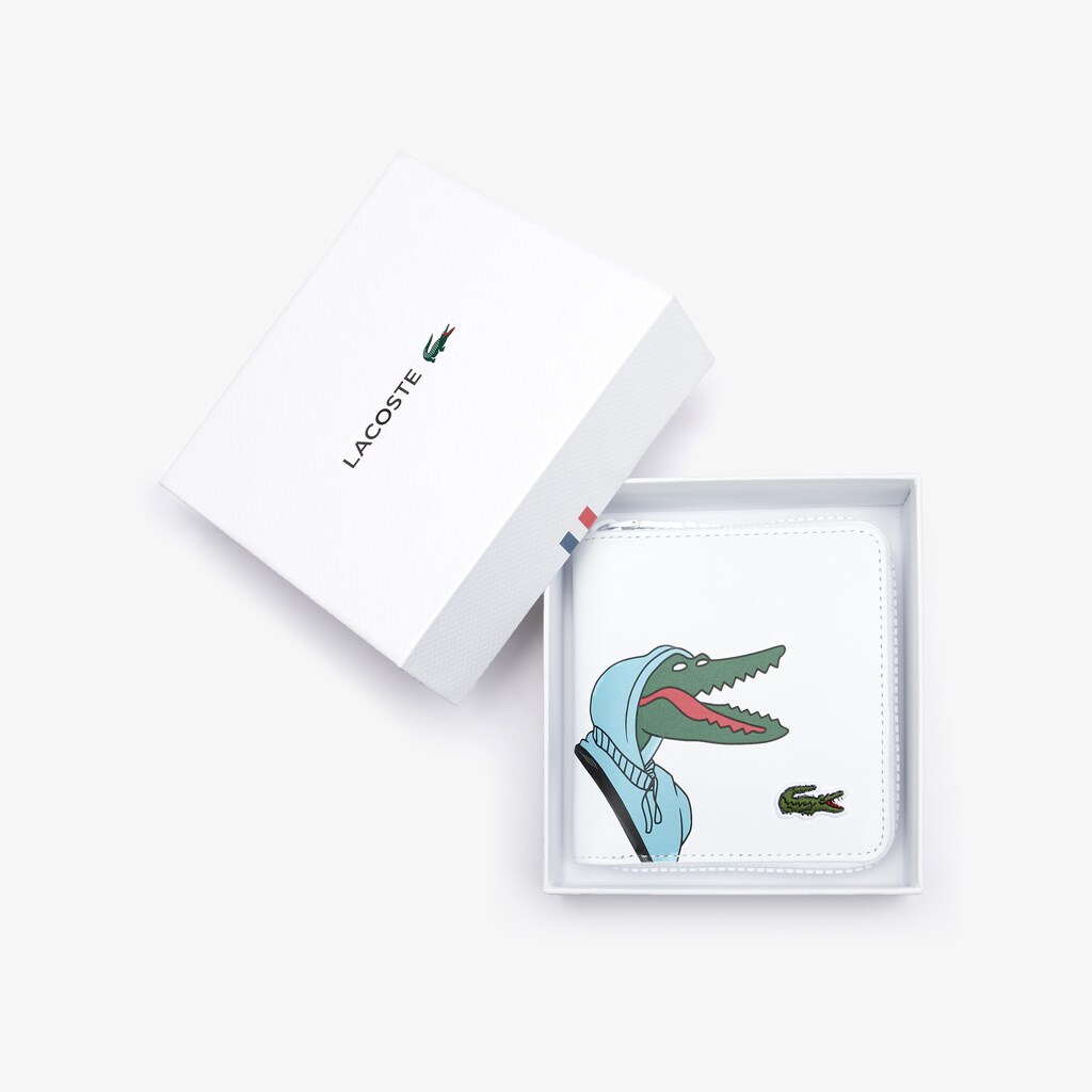 Carteiras Branco Masculino Lacoste x Jean-Michel Tixier Fun Printed Leather Zippered AA9-67246I3
