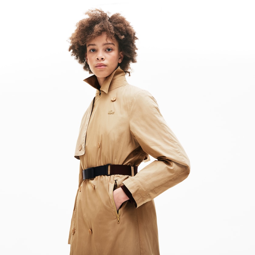 Casacos Bege Feminino Lacoste Contrast Belt Trench XH2-40814T5