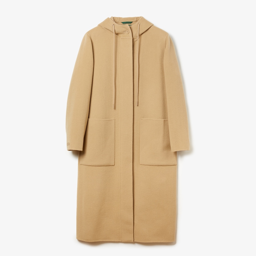 Casacos Bege Feminino Lacoste Hooded Zippered Long Wool Blend IG0-73237X2