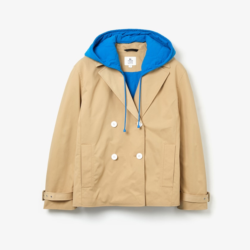 Casacos Bege Azuis Feminino Lacoste LIVE Contrast Hood 2-in-1 Trench JB3-53095M6