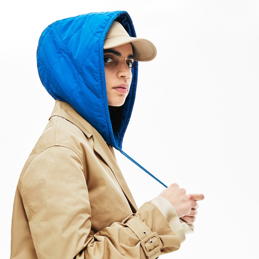 Casacos Bege Azuis Feminino Lacoste LIVE Contrast Hood 2-in-1 Trench JB3-53095M6