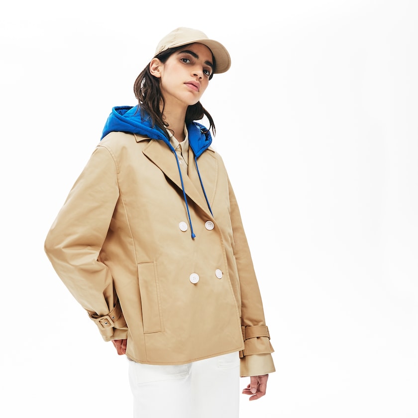 Casacos Bege Azuis Feminino Lacoste LIVE Contrast Hood 2-in-1 Trench JB3-53095M6
