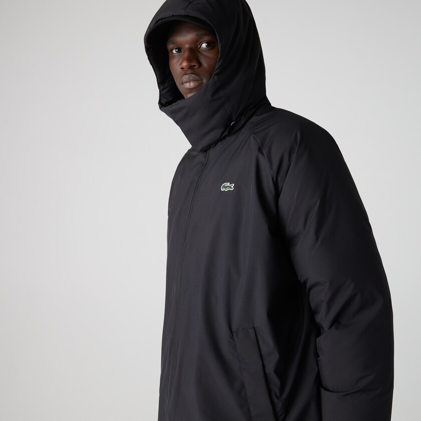Casacos Pretas Masculino Lacoste LIVE Hooded Water-Repellent Oversized QG4-58535A2