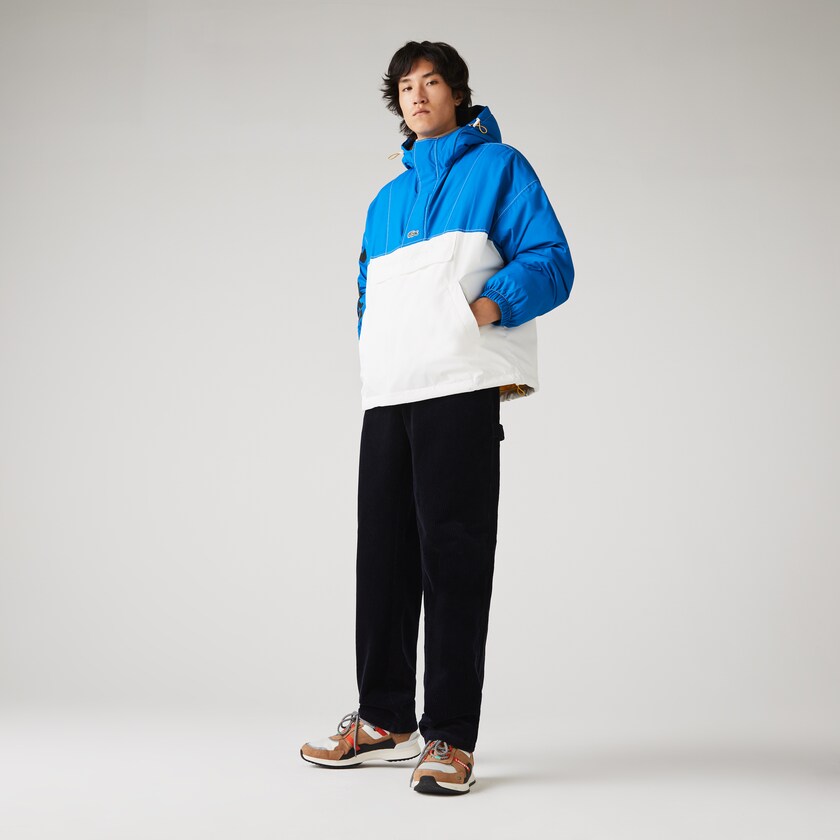 Casacos Azuis Branco Masculino Lacoste LIVE Light Water-Repellent Hooded Colorblock NP0-81058F7