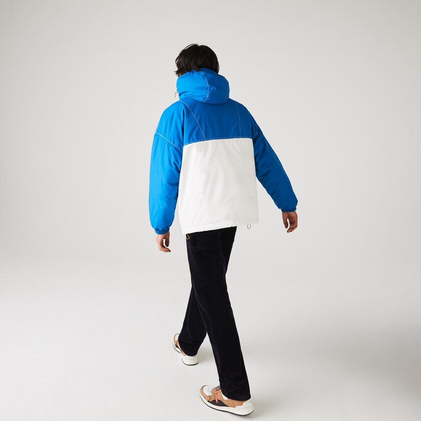 Casacos Azuis Branco Masculino Lacoste LIVE Light Water-Repellent Hooded Colorblock NP0-81058F7