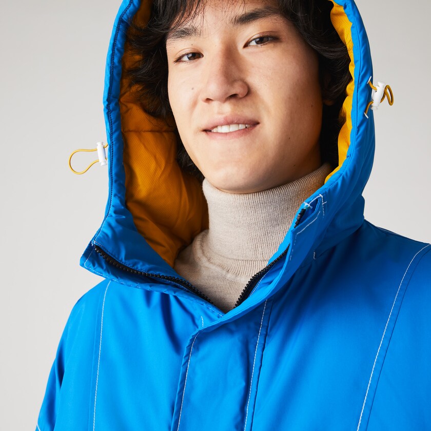 Casacos Azuis Branco Masculino Lacoste LIVE Light Water-Repellent Hooded Colorblock NP0-81058F7