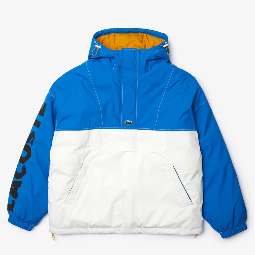 Casacos Azuis Branco Masculino Lacoste LIVE Light Water-Repellent Hooded Colorblock NP0-81058F7