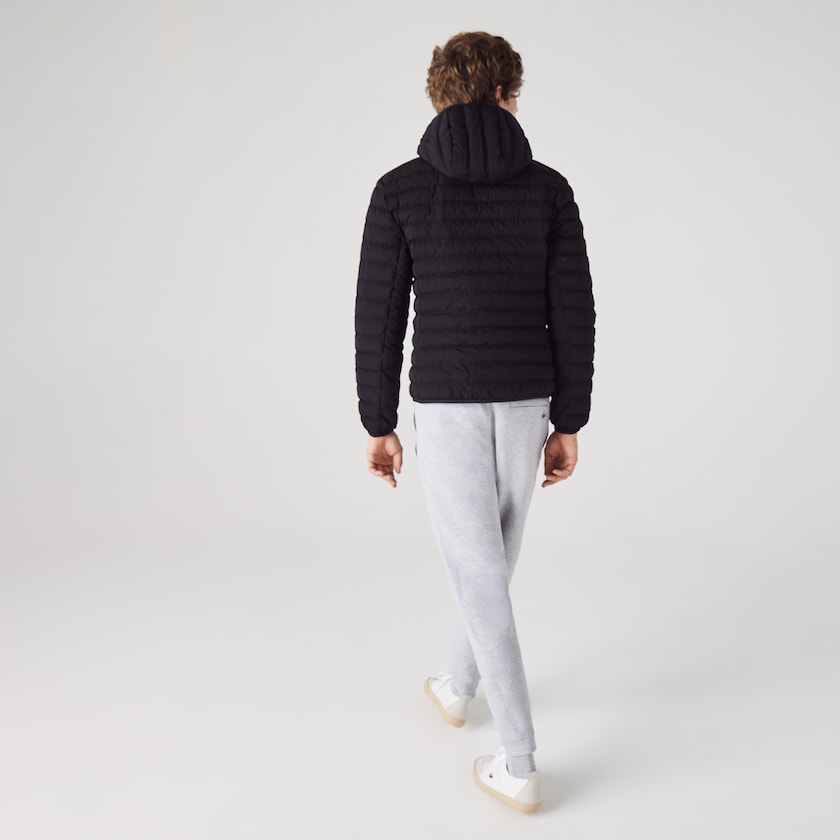 Casacos Pretas Masculino Lacoste Lightweight Foldable Hooded Water-Resistant Puffer PZ7-19781L7