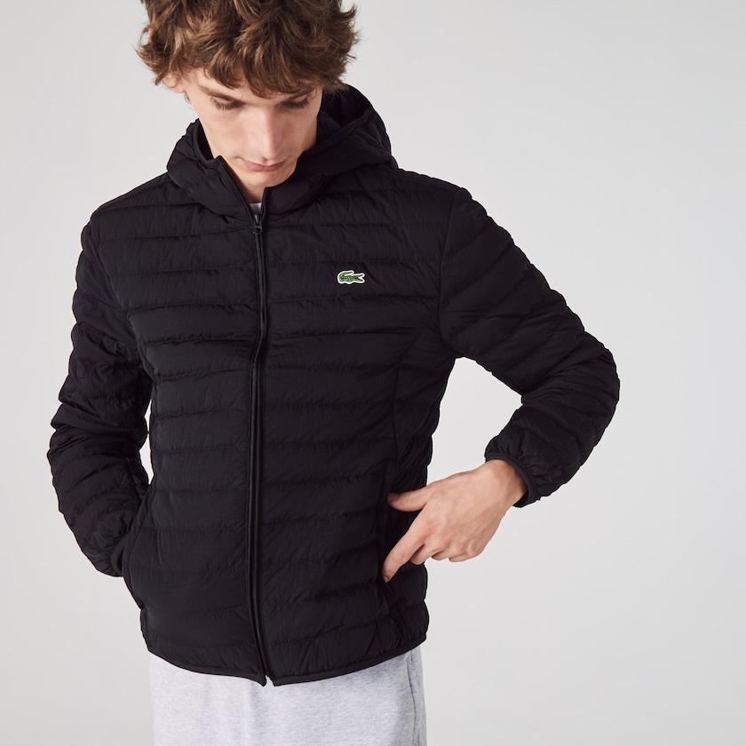 Casacos Pretas Masculino Lacoste Lightweight Foldable Hooded Water-Resistant Puffer PZ7-19781L7