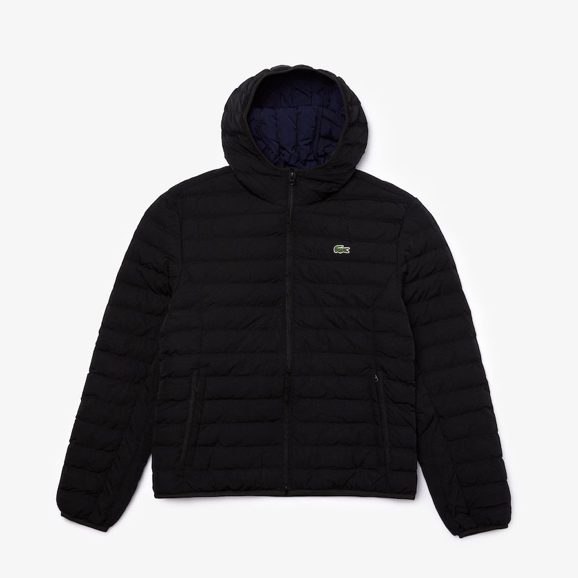 Casacos Pretas Masculino Lacoste Lightweight Foldable Hooded Water-Resistant Puffer PZ7-19781L7