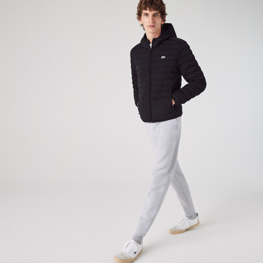 Casacos Pretas Masculino Lacoste Lightweight Foldable Hooded Water-Resistant Puffer PZ7-19781L7