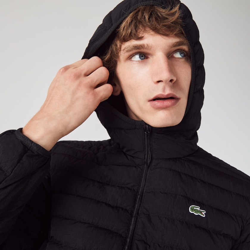 Casacos Pretas Masculino Lacoste Lightweight Foldable Hooded Water-Resistant Puffer PZ7-19781L7