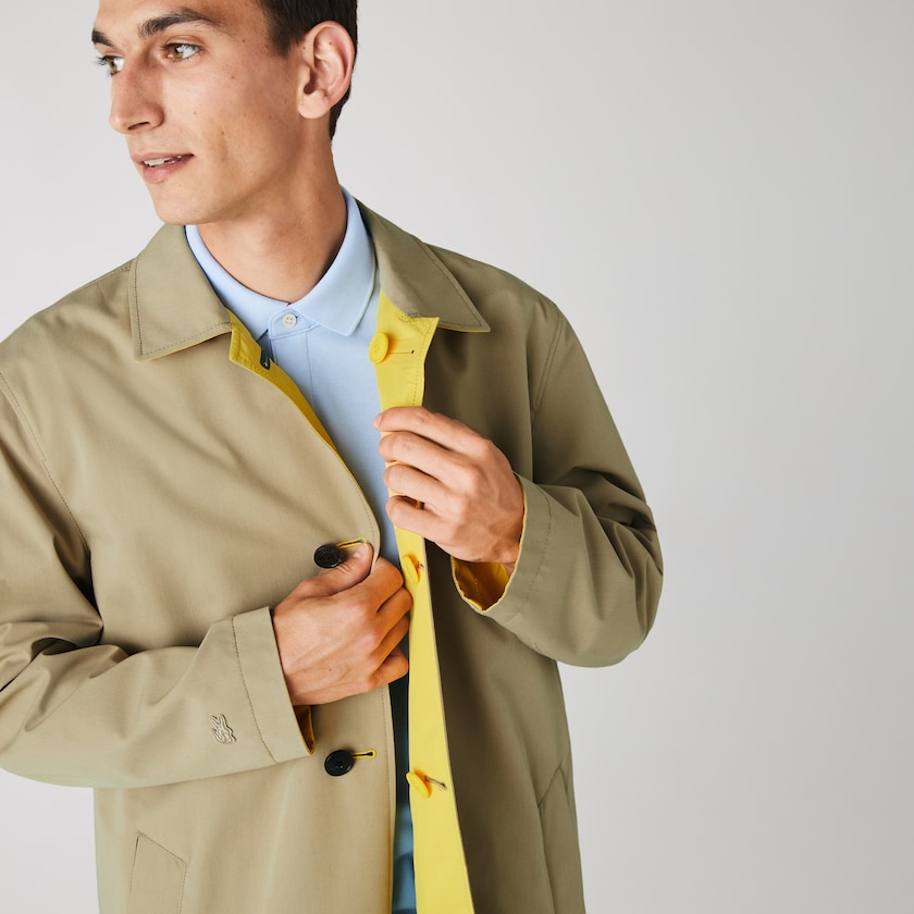 Casacos Bege Amarelas Masculino Lacoste Lightweight Water-Resistant Reversible Twill LV1-19261Z9