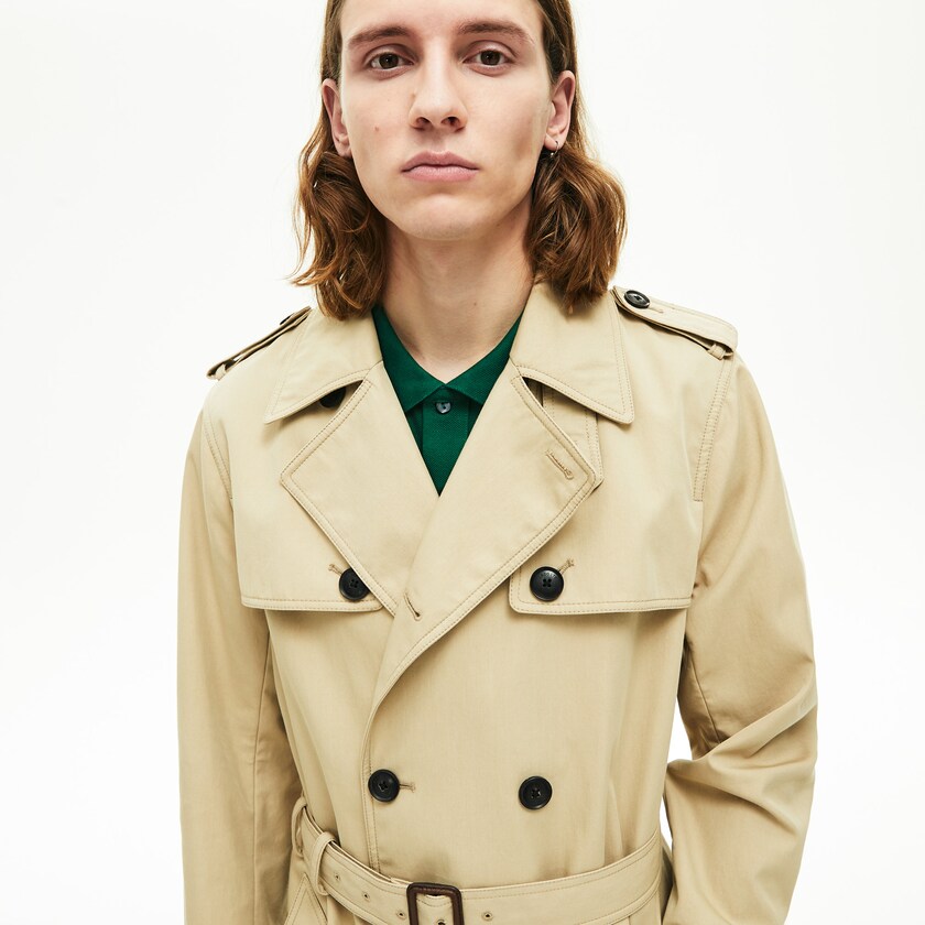 Casacos Bege Masculino Lacoste Long Belted Cotton Trench PK2-69486Z8