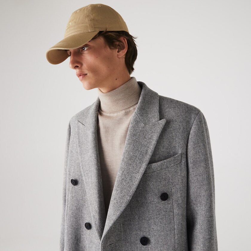 Casacos Branco Cinzentas Masculino Lacoste Long Double-Breasted Herringbone Wool NS4-78187F9