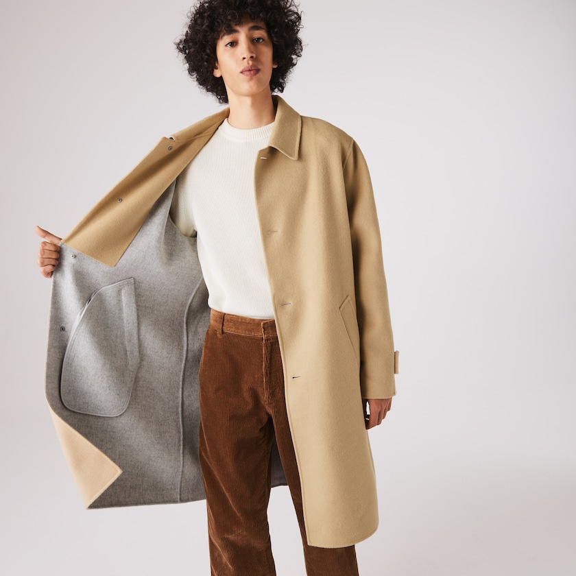 Casacos Bege Cinzentas Masculino Lacoste Long Wool Blend Straight Cut EZ3-21852X5