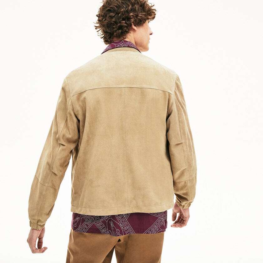 Casacos Bege Masculino Lacoste Suede Zip-Up Bomber EY3-31393J1