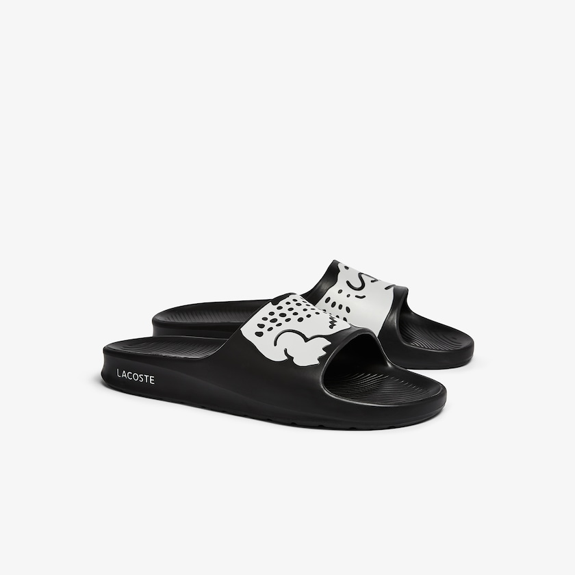 Chinelos Pretas Branco Masculino Lacoste Croco 2.0 Synthetic MS7-38823R9