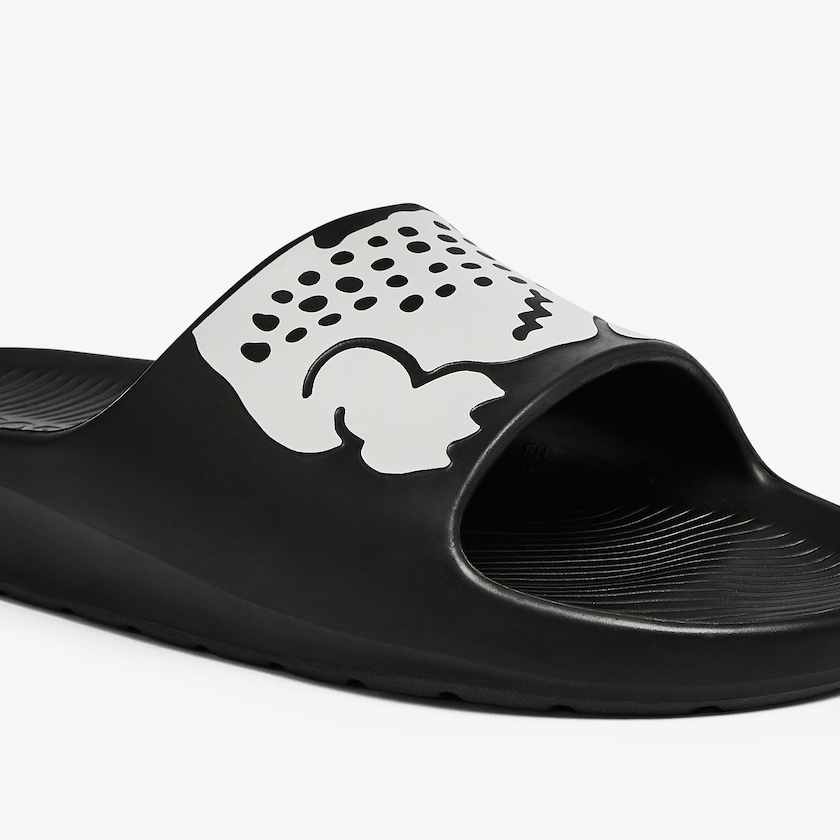 Chinelos Pretas Branco Masculino Lacoste Croco 2.0 Synthetic MS7-38823R9
