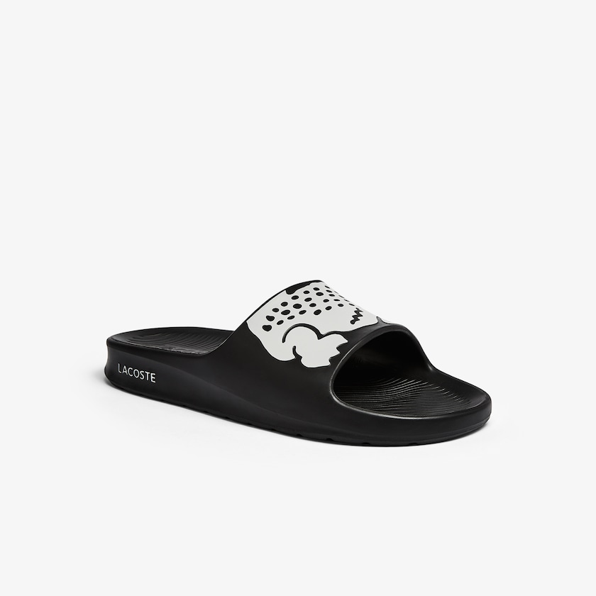 Chinelos Pretas Branco Masculino Lacoste Croco 2.0 Synthetic MS7-38823R9