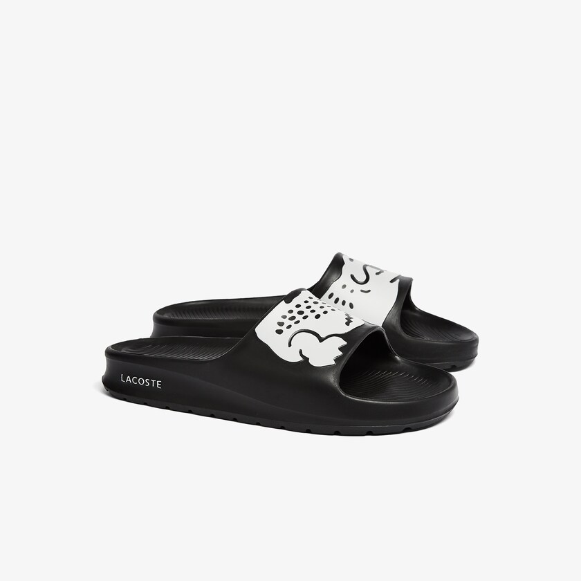 Chinelos Pretas Branco Feminino Lacoste Croco 2.0 Synthetic Print EO2-54655D1