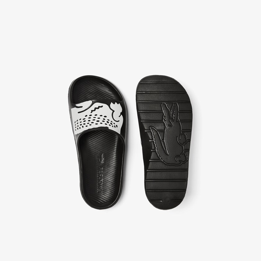 Chinelos Pretas Branco Feminino Lacoste Croco 2.0 Synthetic Print EO2-54655D1