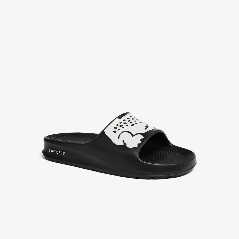 Chinelos Pretas Branco Feminino Lacoste Croco 2.0 Synthetic Print EO2-54655D1