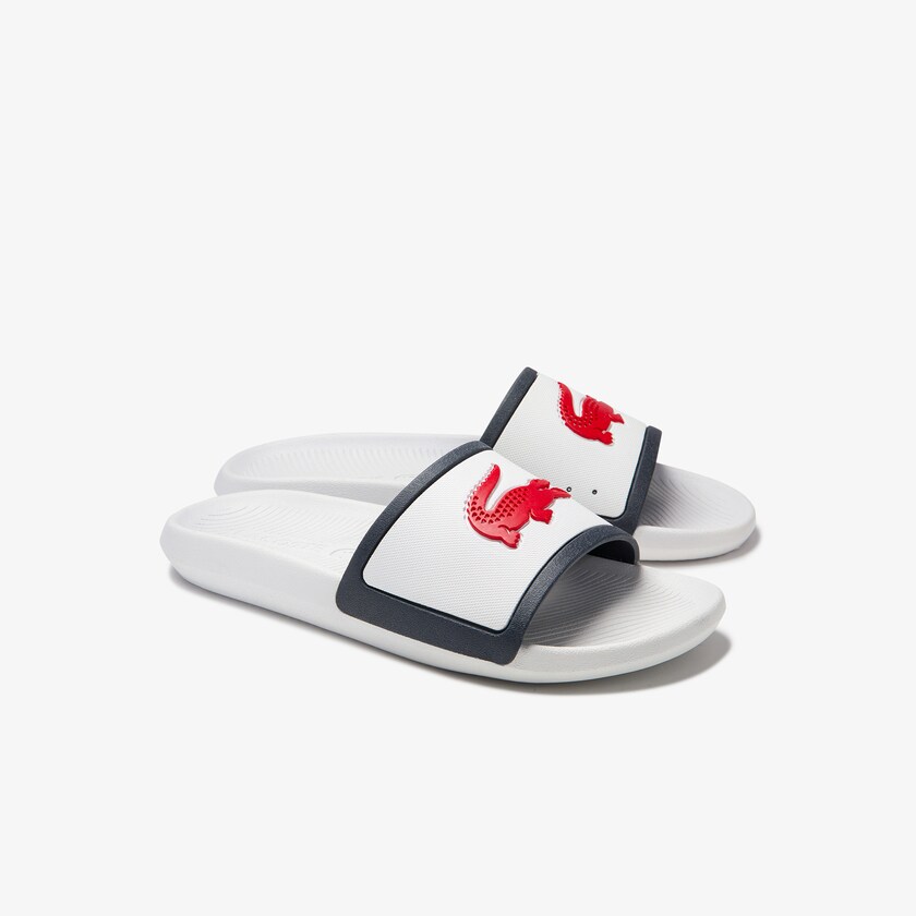 Chinelos Branco Bege Masculino Lacoste Croco Rubber Strap Synthetic AY3-11351Z2